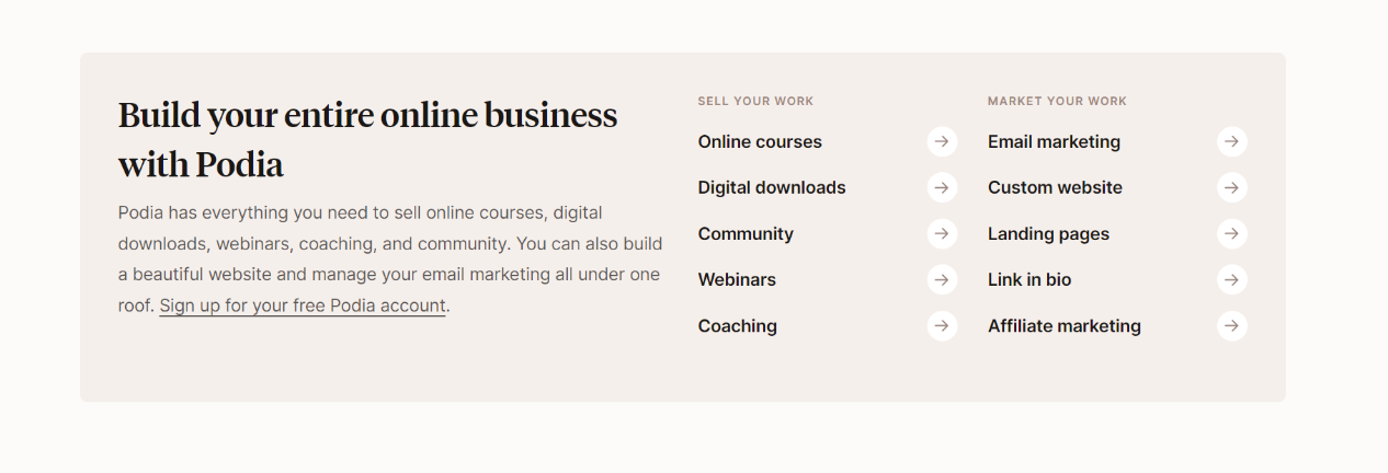 Build your business with Podia