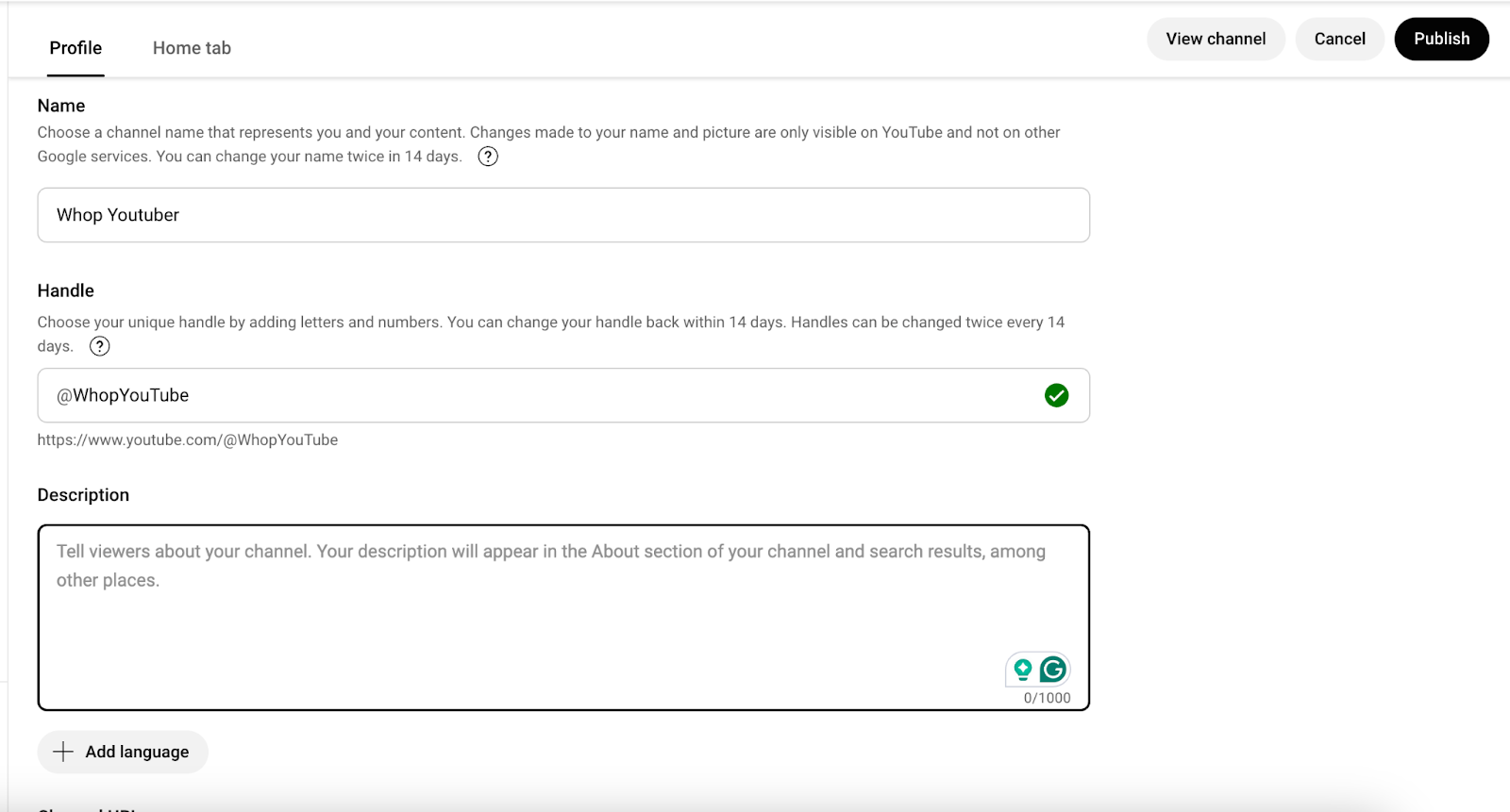 Create your YouTube channel